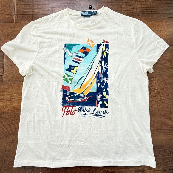 Polo Ralph Lauren Classic Fit Sailboat Jersey Large Save your Wishlist NWOT - Picture 1 of 12